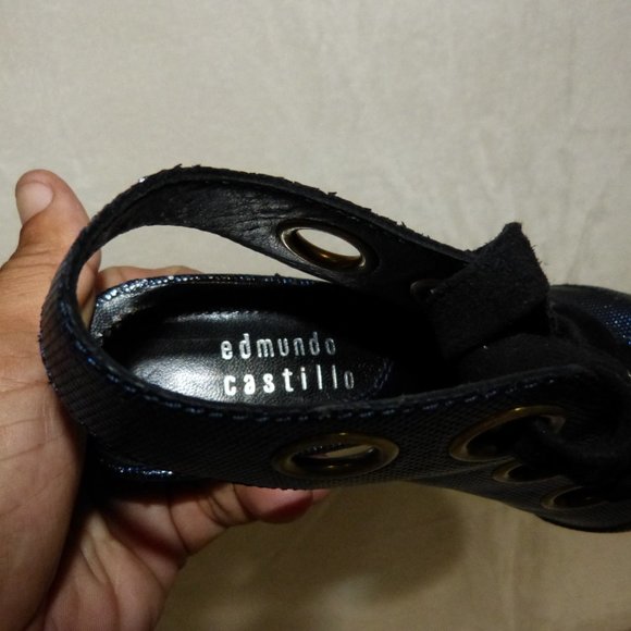 EDMUNDO CASTILLO BLUE LEATHER HEELS SZ 35.5 - Picture 5 of 11